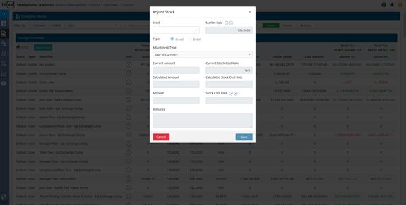 Adjust Stock Modal